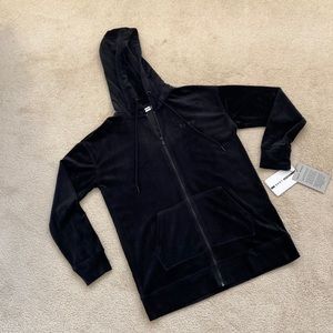 DKNY Sport Hooded Zip Front Jacket Velour Small NWT